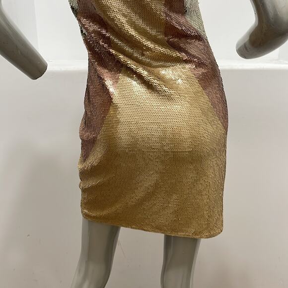 Sheri Bodell Sequined Gold Brown Cocktail Mini Dress Size S BNWT - Picture 8 of 15